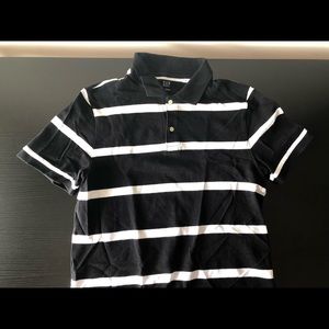 Gap Black and White Striped Polo Shirt size L